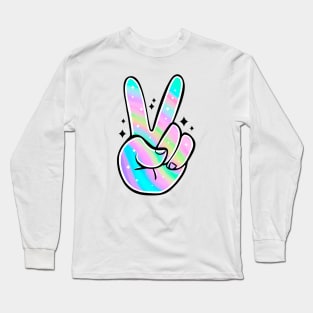 Peace Sign Fingers with Sparkles Long Sleeve T-Shirt